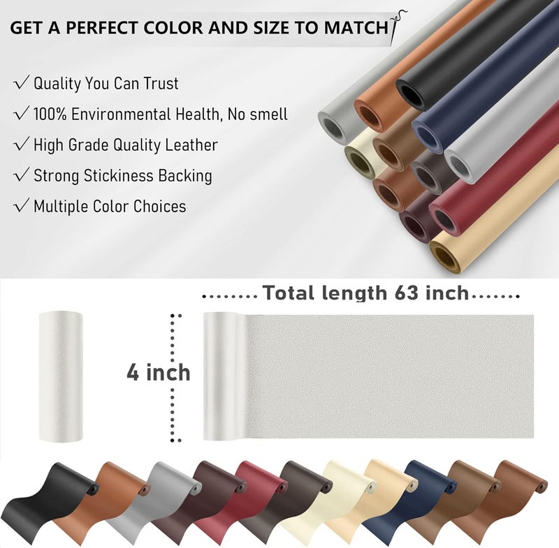YAFLC Self Adhesive Leather Repair Tape Kit, 4"x 63" Leather Repair Patch for Furniture, Leather Repair Patch for Car seat, Sofas, Couch, Boat Seat White - Image 5
